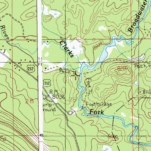 Topographic Map of West Fork Clarks Fork, MT
