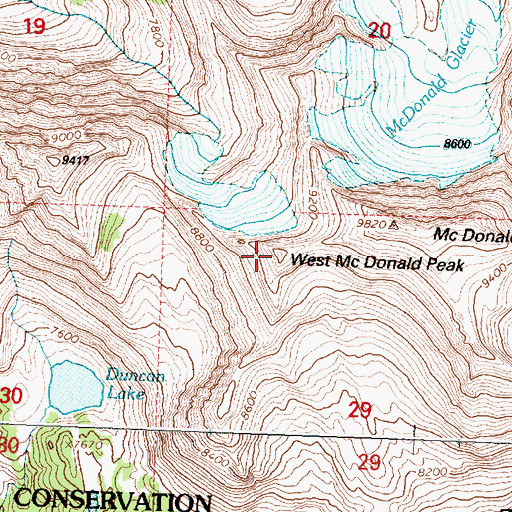 Topographic Map of West McDonald Peak, MT