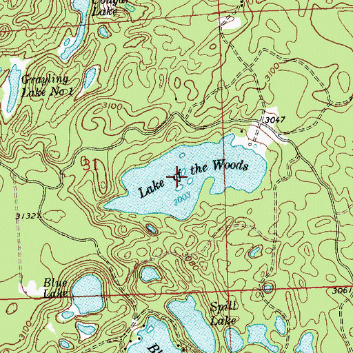 Topographic Map of Lake of the Woods, MT