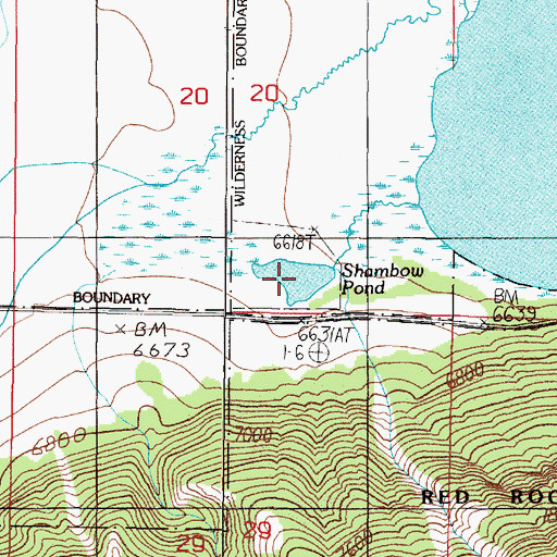 Topographic Map of Shambow Pond, MT