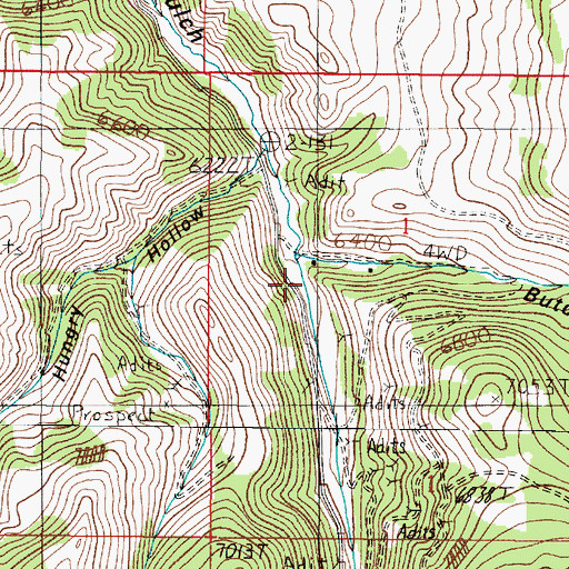 Topographic Map of Butcher Gulch, MT