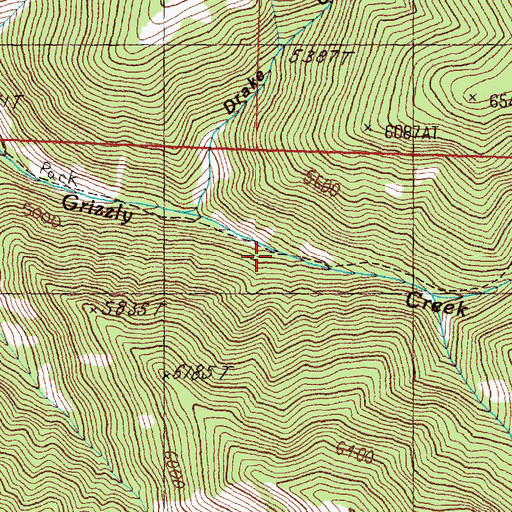 Topographic Map of Grizzly Creek Trail, MT