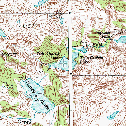 Topographic Map of Twin Outlets Lake, MT