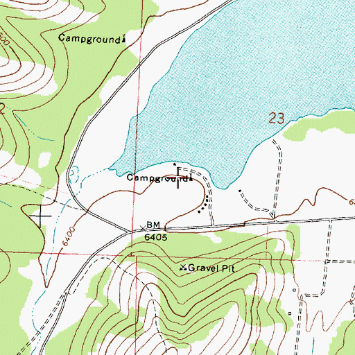 Topographic Map of Jericho Bay Campground, MT