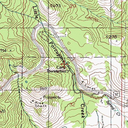 Topographic Map of Camp Thunderbird, MT