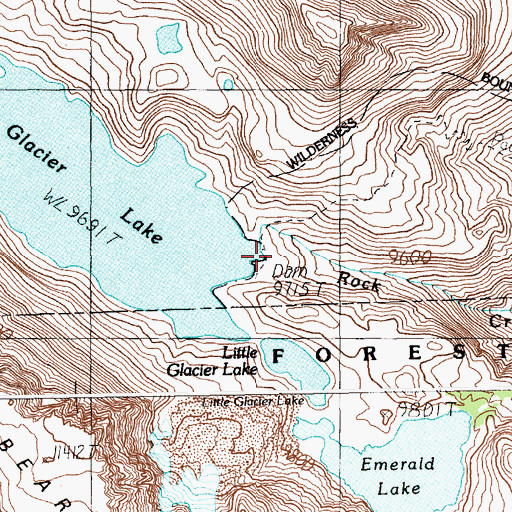 Topographic Map of Glacier Lake North Dam, MT