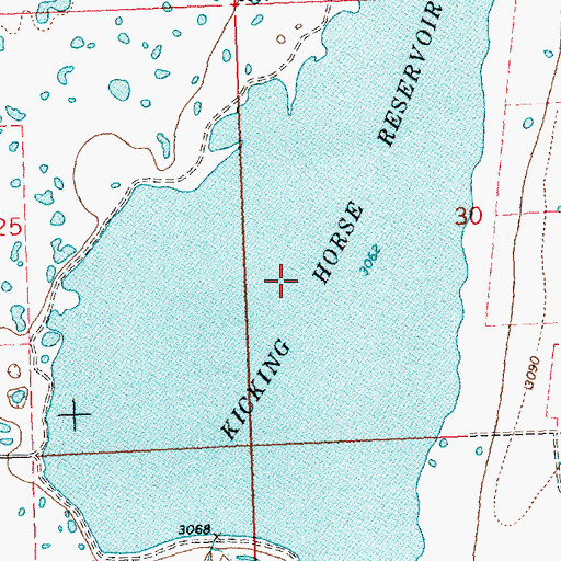 Topographic Map of Kicking Horse Reservoir, MT