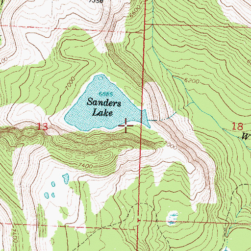 Topographic Map of Sanders Lake Dam Number 2, MT