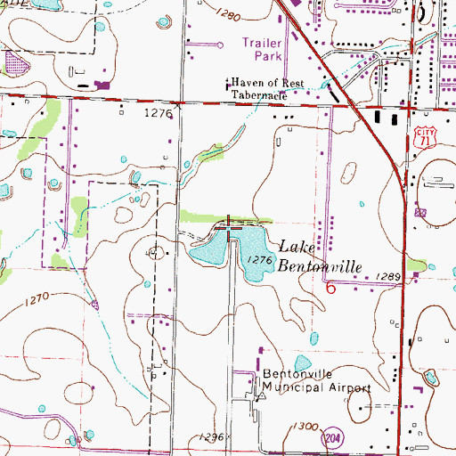 Topographic Map of Lake Bentonville, AR