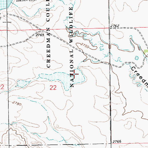 Topographic Map of Hanson Coulee Dam, MT