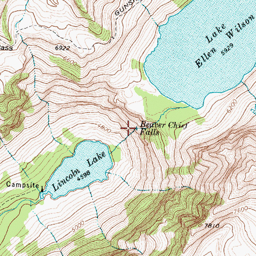 Topographic Map of Beaver Chief Falls, MT