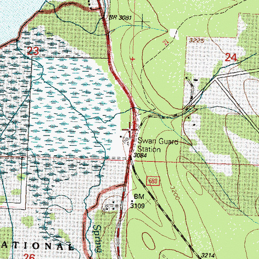 Topographic Map of Swan Lake Guard Station, MT