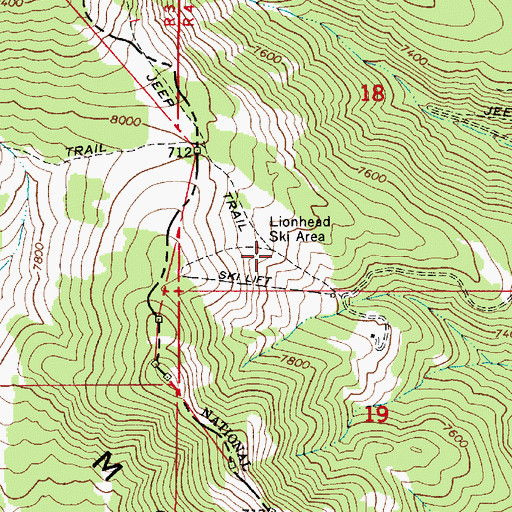 Topographic Map of Lionhead Ski Area, MT