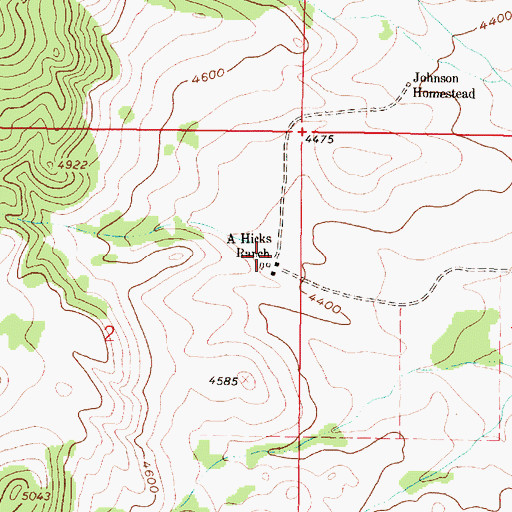 Topographic Map of A Hicks Ranch, MT
