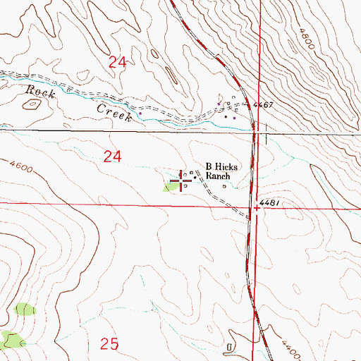 Topographic Map of B Hicks Ranch, MT