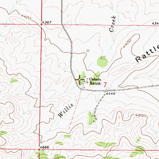 Topographic Map of Cabin Ranch, MT