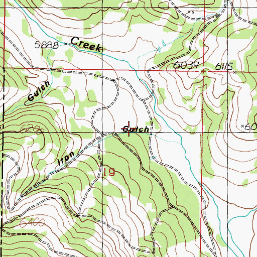 Topographic Map of Iron Gulch, MT