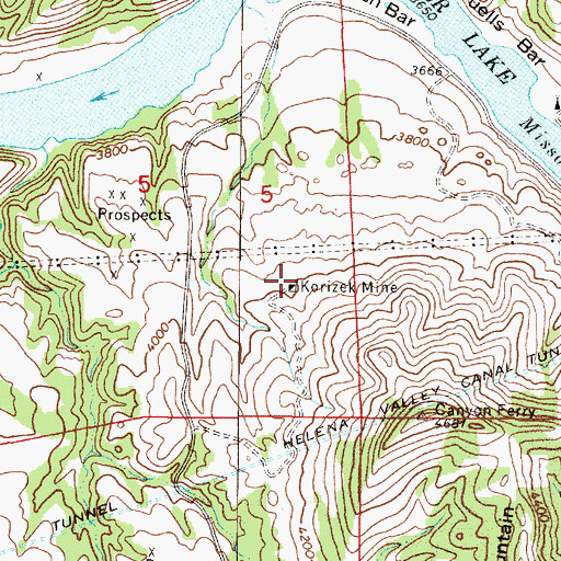 Topographic Map of Korizek Mine, MT