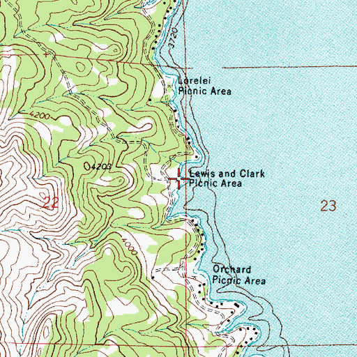 Topographic Map of Lewis and Clark Picnic Area, MT