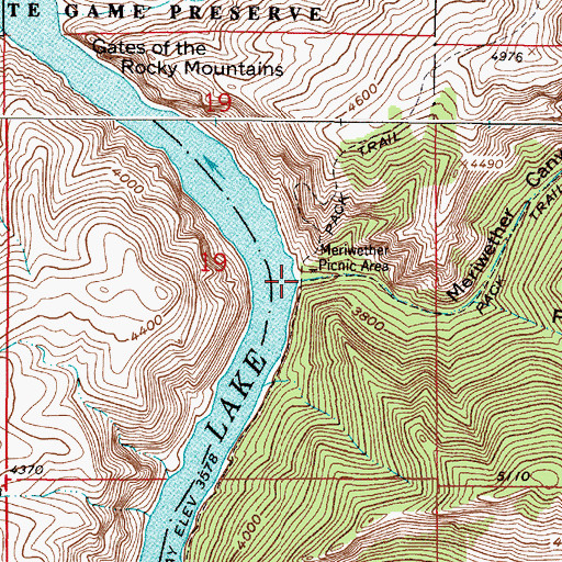 Topographic Map of Meriwether Canyon, MT