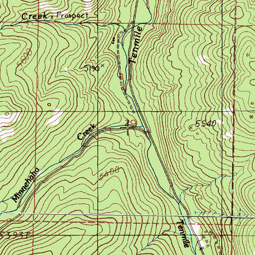 Topographic Map of Minnehaha Creek, MT