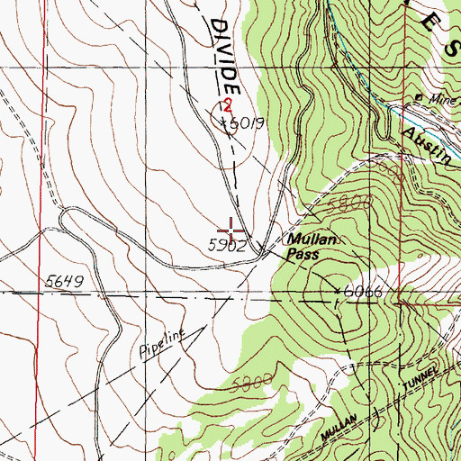 Topographic Map of Mullan Pass, MT