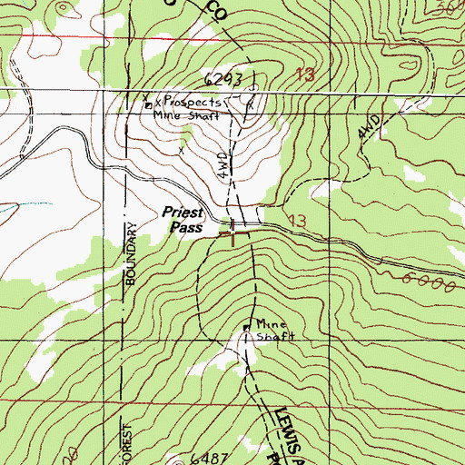 Topographic Map of Priest Pass, MT