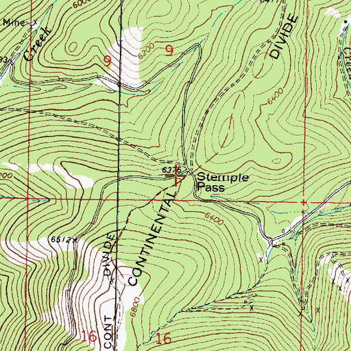 Topographic Map of Stemple Pass, MT