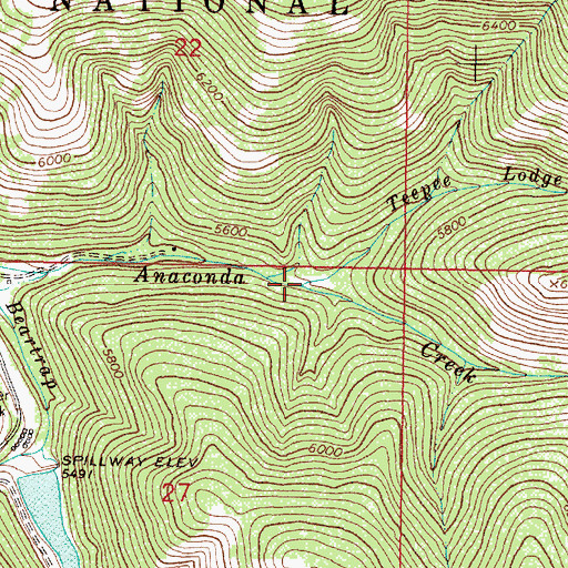 Topographic Map of Teepee Lodge Creek, MT