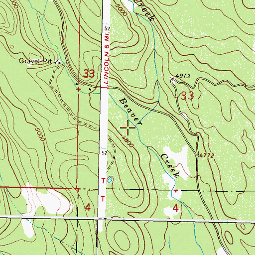 Topographic Map of Theodore Creek, MT
