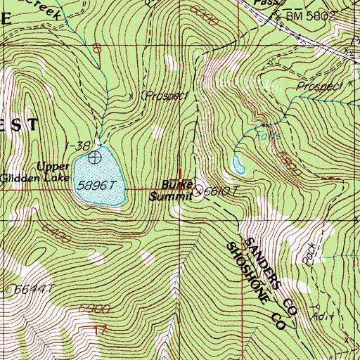 Topographic Map of Burke Summit, MT
