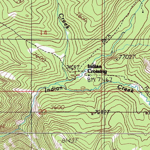Topographic Map of Indian Crossing, MT
