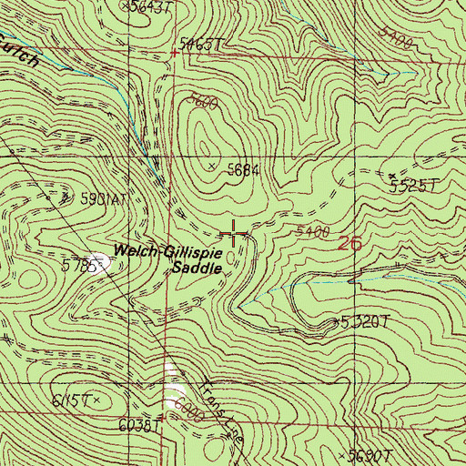 Topographic Map of Welch-Gillispie Saddle, MT
