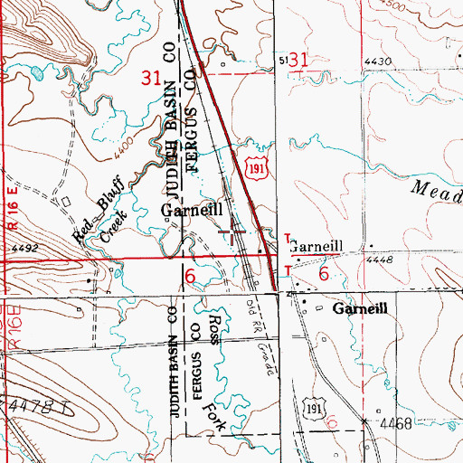 Topographic Map of Garneill, MT