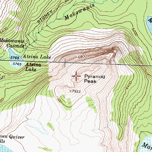 Topographic Map of Pyramid Peak, MT