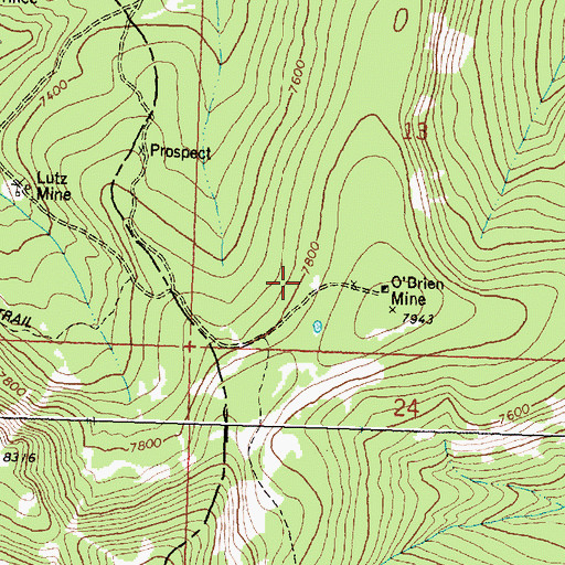 Topographic Map of O'Brien Mine, MT