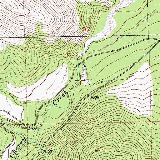 Topographic Map of Cherry Creek Mill Mine, MT