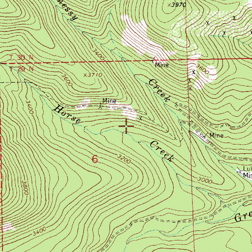 Topographic Map of Luken Hazel II Mine, MT