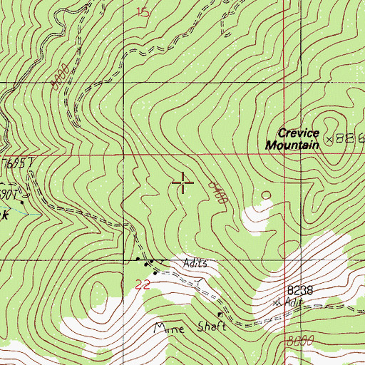 Topographic Map of Snowshoe Mine, MT