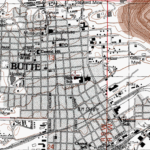Topographic Map of 400 West Porphyry Street Mine, MT