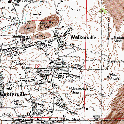 Topographic Map of Josephine Flag Mine, MT