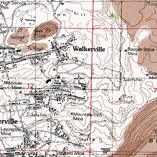 Topographic Map of Sister Mine, MT
