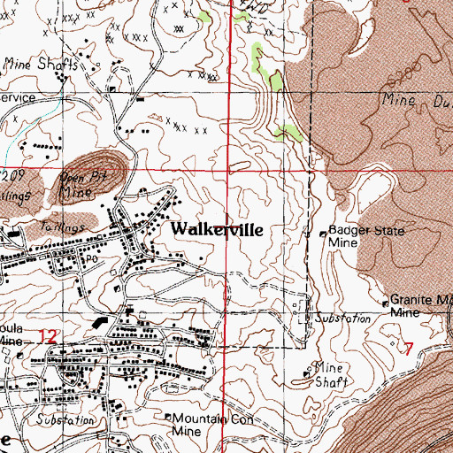 Topographic Map of Moose Auraria Mine, MT