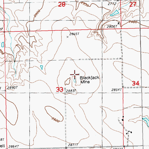 Topographic Map of Blackjack Mine, MT