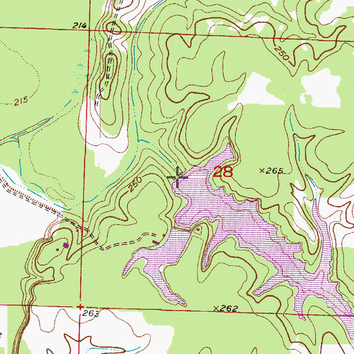 Topographic Map of Lake Jew Jon Lower Dam, AR