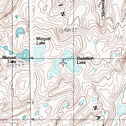 Topographic Map of Donelson Lake, MT