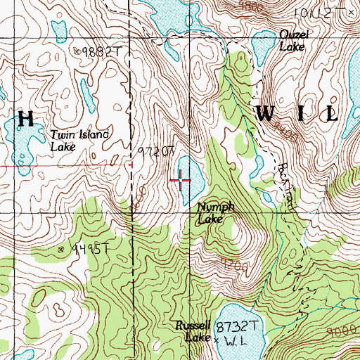 Topographic Map of Nymph Lake, MT