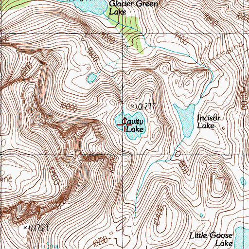 Topographic Map of Cavity Lake, MT