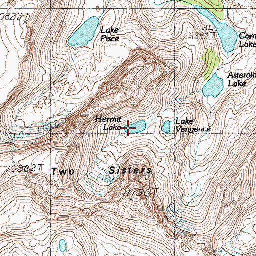 Topographic Map of Hermit Lake, MT