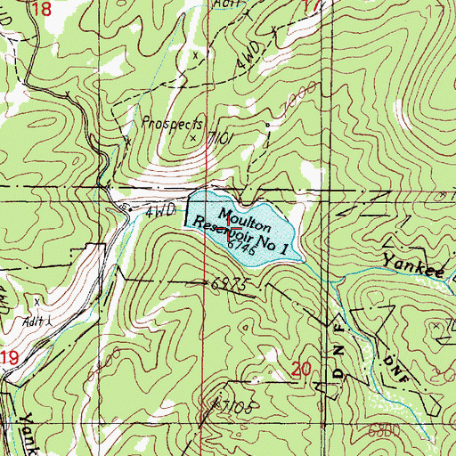 Topographic Map of Moulton Reservoir Number One, MT